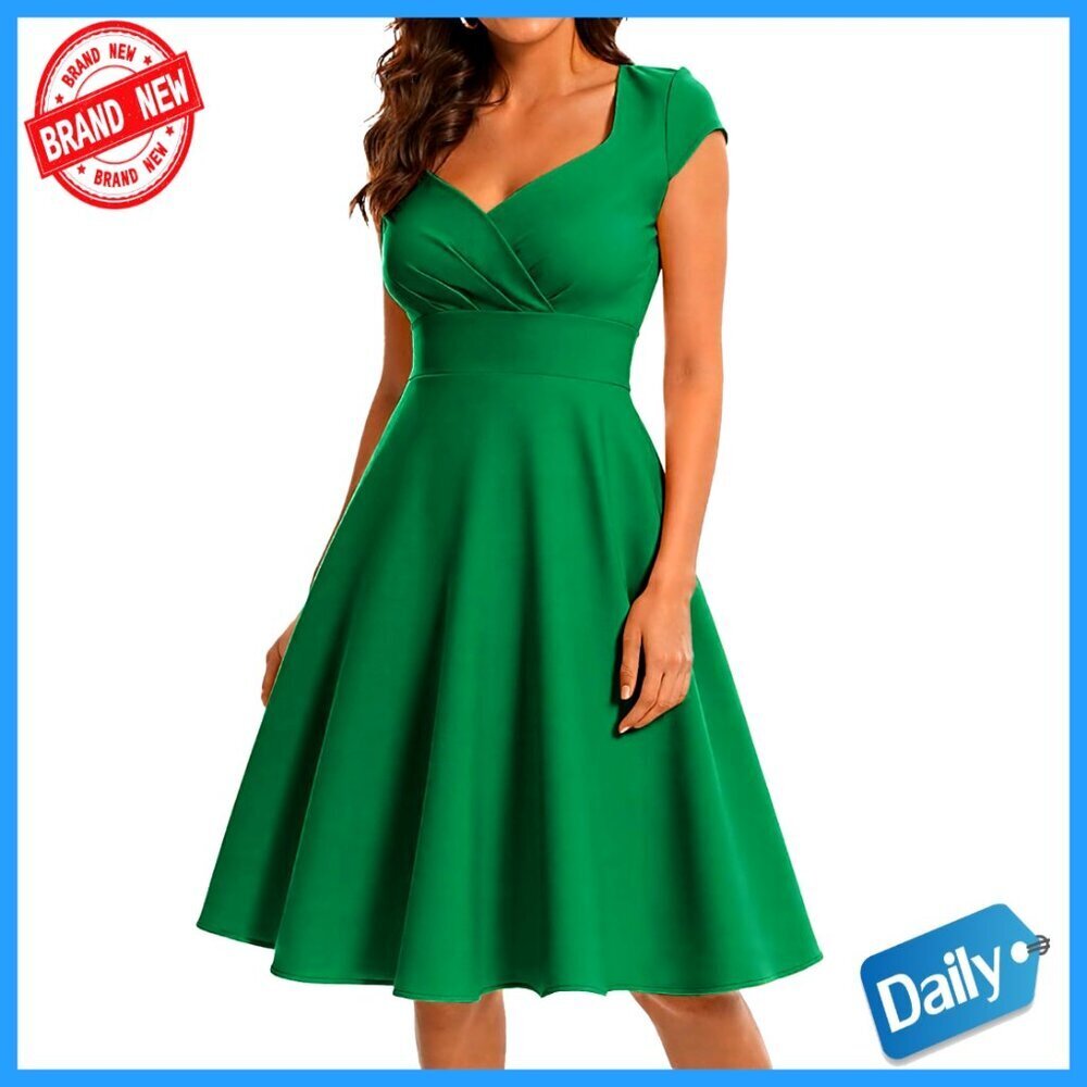Vintage 1950s Swing Cocktail Dress Sweetheart Neckline Cap Sleeves
